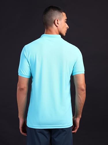 Image of TECHNOSPORT Men's Polyester Slim Fit Self-Design Short Sleeve Polo Matpiq T-Shirt with Anti Microbial, Techno Dry for Regular and Casual Use
