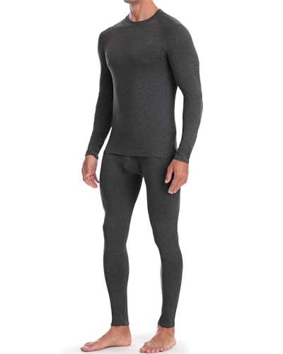 EoBeKee Conjunto de ropa interior térmica para hombre, forro polar, pantalones largos, capa base térmica superior e inferior para clima frío, esquí de invierno, Gris-oscuro, X-Large