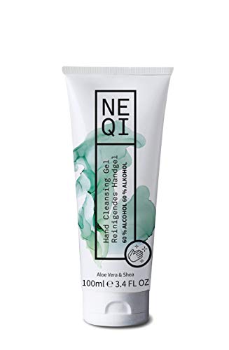 neqi Handreinigungsgel, 100 ml, 60 % Alkohol, tötet 99,9 % der Bakterien, Aloe Vera und Shea Cover