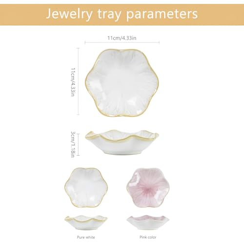 CHENKEE Ceramic Trinket Dish,2 Piece Ceramic Jewellery Tray,Decorative Jewellery Dish Trinket Tray, for Entryway Table Nightstand Decor,Christmas, Thanksgiving,Gifts for Women(Pink,White) - Cosy Home Interiors CHENKEE Ceramic Trinket Dish,2 Piece Ceramic Jewellery Tray,Decorative Jewellery Dish Trinket Tray, for Entryway Table Nightstand Decor,Christmas, Thanksgiving,Gifts for Women(Pink,White) - Image 2