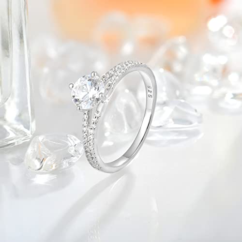 STARCHENIE 1CT Engagement Ring 925 Sterling Silver Anniversary Wedding Ring for Women Size 5-103