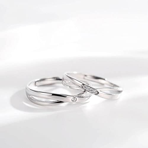 Bague ouverte argent S925 ajustable couple cadeau amoureux