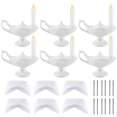 Teenyyou 6 Sets Ceramic Nurse Lamp & Hat Florence Nightingale Costume Battery Powered Candle Cap with Pins for Nurse Gift Pinning Ceremony Graduation CNA Week 2026 Women Funeral Retirement Memorial