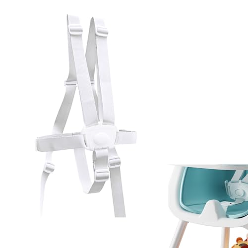Image of 5 Point Harness Seat Belt Strap, High Chair Strap, Harness for Stroller Pushchair Pram Buggy, Shoulder Strap Belts (White)