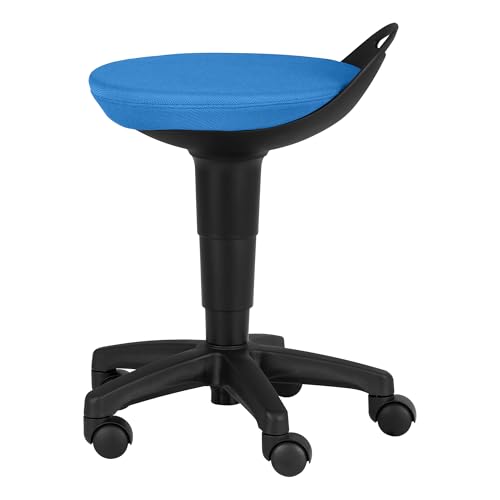Image of Rolling Adjustable-Height Padded Stool - Brilliant Blue