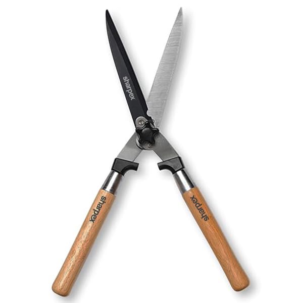 Sharpex 9 Inch Steel Blade Hedge Shear, Durable Carbon Razor Sharp with Bamboo Handle Shear (Color May Vary Because of Natural Shades) (HS9-fba)