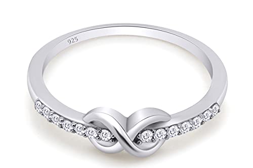 SAVEARTH DIAMONDS 0.14 Carat (Cttw) 1.3MM Round Cut Lab Grown Diamond Infinity Promise Ring In 14k Gold Over Sterling Silver Jewelry For Women3