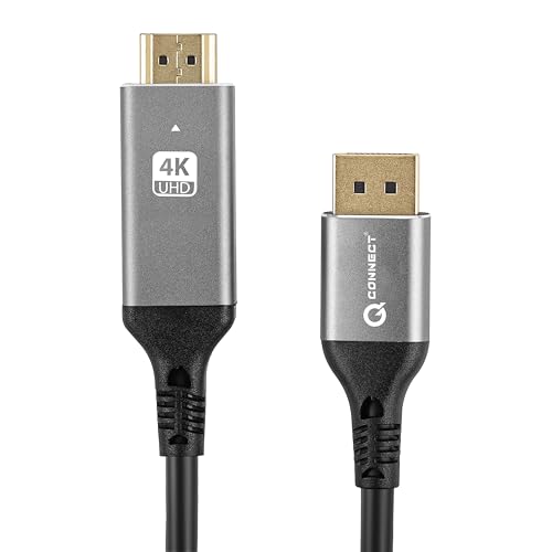 Image of Q- CONNECT DP To Hdmi 2M Cable 4K@60Hz 1080p@60Hz, Adaptor /Connector /Converter Compatible With Projector, Laptop, Monitor, Tv, Pc, Monitor, Audio & Video Support Aluminum Connector