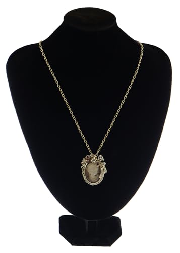 Image of Alilang Vintage Inspired Crystal Rhinestones Victorian Lady Cameo Pendant Necklace Maiden Flower Ribbon Bow Brooch Pin