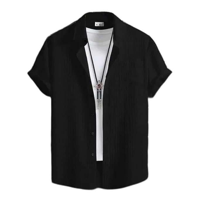 Image of Boys Regular Fit Solid Casual Shirt with Spread Collar - Comfortable Shirts