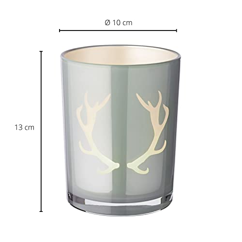 EDZARD Ati Lantern Height 13 cm Diameter 10 cm Grey Antlers Design - Image 3