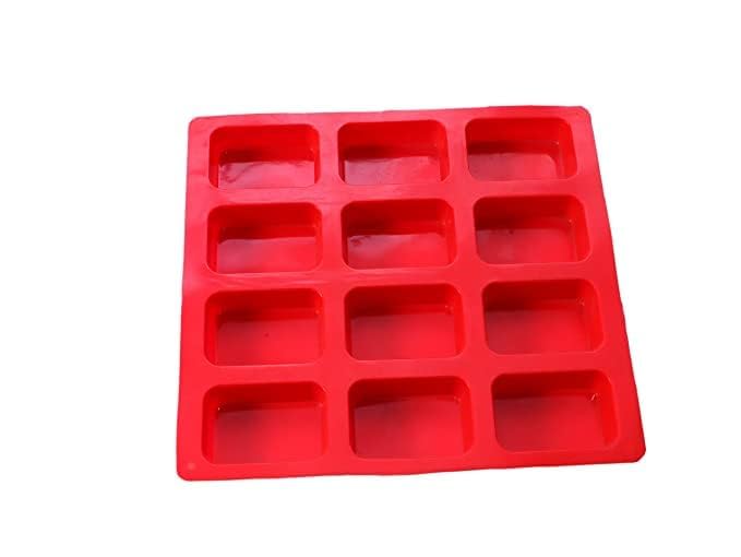 Silicone Soap Making Mould |, Circle, Square, Oval and Heart DIY Brownies Cupcake, Cheesecake, Cornbread, Muffin Molds Tray (12 Cavity Square Moulds)-image-20