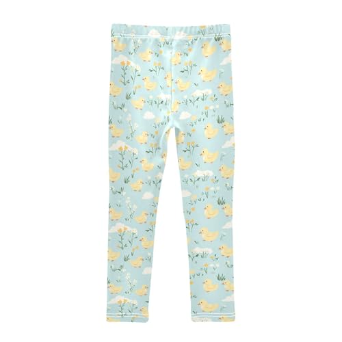 Yellow Duck Floral Girls Leggings Kids Yoga Pants Athletic Tights Pants 4-10 Years2