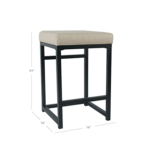 Image of HomePop Metal Frame Counter Stool, 24-Inch, Natural