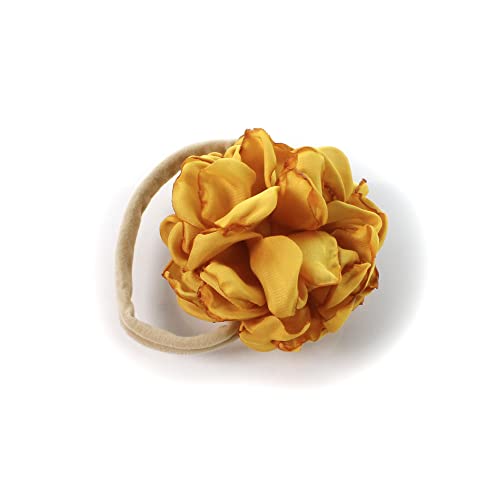 My Lello Baby Girl Ruffle Singed Rose Nylon Elastic Headbands Set 2pcs - Color Options3