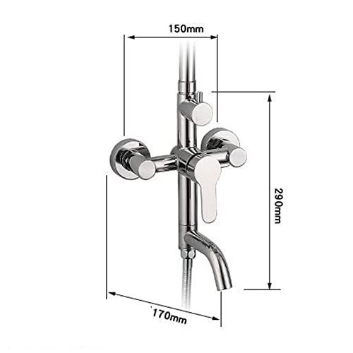 Sistema de Ducha Montado en Pared de Acero Inoxidable, Juego de Ducha de Lluvia Plateado con Estante de Ducha en el Techo, Mezclador de Ducha Ajustable en Altura para Baño de Hotel miniatura 3
