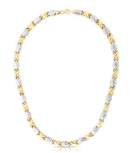 Floreo 10k Fine Gold Stampato XOXO Friendship and Relationship Hugs and Kisses Chain Necklace