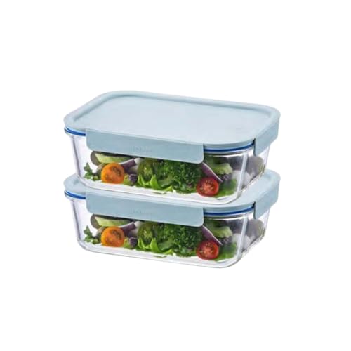 LocknLock LNG455S2M The Clear Heat-Resistant Borosilicate Glass Food Storage Set, 4-Piece (2 Containers + 2 Lids) - Mint