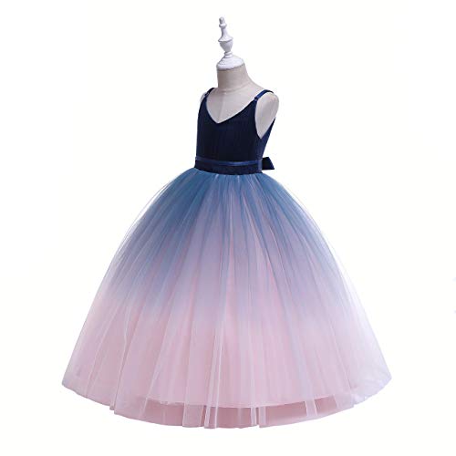 Image of Glamulice Flower Girls Spaghetti Strap Tulle Dress Long A Line Wedding Pageant Dresses Princess Birthday Party Ball Gown