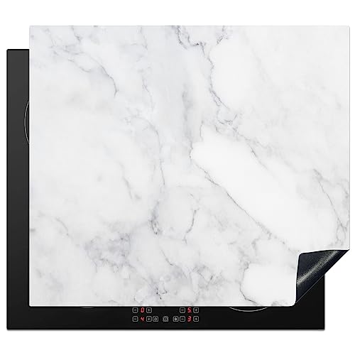 KitchenYeah© Cubre Vitrocerámica - Protector Vitroceramica Induccion 59x52 cm - Tapa Vitroceramica - Protector de Vitroceramica Mármol - Blanco - Gris - Lujo - Aspecto mármol - Piedra