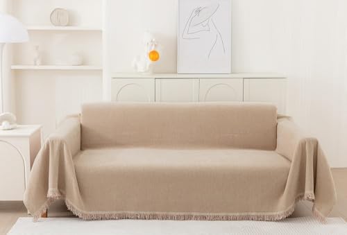 TMVOK マルチカバー ソファカバー ブランケット 犬猫対策 汚れ防止 3人掛け ソファーかばー 無地 北欧風 長方形 180*300cm 通気 柔らかく カウチ ベッドカバー シェニール テーブルクロス 洗える 四季通用