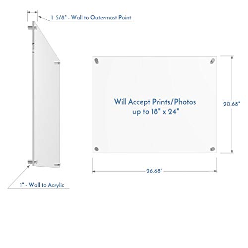 Vale Arbor Clear Acrylic Picture Frame, Large Floating Frameless Gallery Wall Double Panel For Up To 18X24 Print, Photo, Poster thumb #4