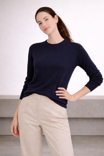 Image of Cashmeren Women's Basic Crewneck Sweater 100% Pure Cashmere Long Sleeve Round Neck Pullover