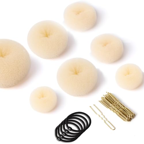 Donut Hair Bun Maker Set 7 Stück - Frisurenhilfe Set mit 5 elastischen Haarband, 20 U-Form...