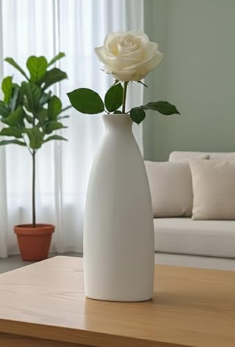 Image of Ceramic Stone Vase for Home Decor Ceramic Vase for Pampas Grass, Abstract Bubble Stacked Pebble Design, Minimalist Ceramic Vases for Flowers (White Bottle)