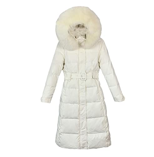Doudoune en duvet de canard blanc pour femme manteau long épais et chaud avec ceinture