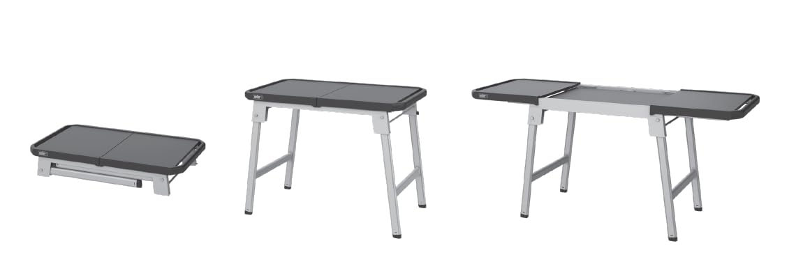 Weber Stand extensible universelle pour barbecue et plancha / pour les barbecues Lumin, Q, Pulse et les planchas portables Slate, 75,5 x 168 x 56,5 cm