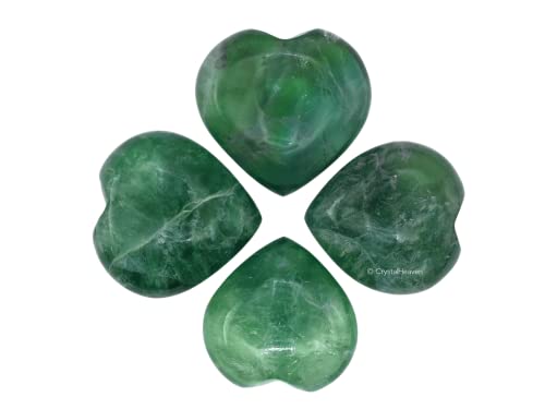 Image of Certified Green Fluorite Crystal Heart Palm Pebbles Stones for Anxiety Stress Relief Massage - AAA Grade Original Healing Gemstone Agate Heart Palm Stone for Yoga Meditation Spiritual