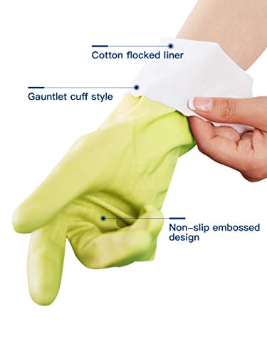 Image of LANON wahoo Cleaning Gloves with Cotton Flocked Liner,Bud Tender,Large | Skin-Friendly,Dish Washing,Reusable,Latex Free,DEHP-Free,Non-Slip,Dishwashing Household Kitchen Gloves