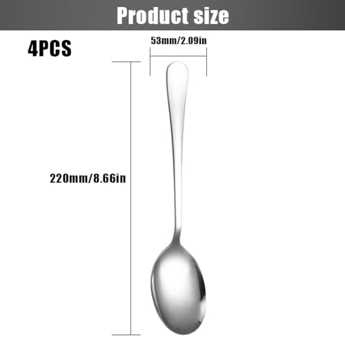 4 Packs Serving Spoons, Large Stainless Steel Serving Spoons for Buffet and Parties, Tablespoons Sering Utensils Set for Banquet Flatware Kitchen Parties, Soup Spoon Gift for Chrismas - Image 3