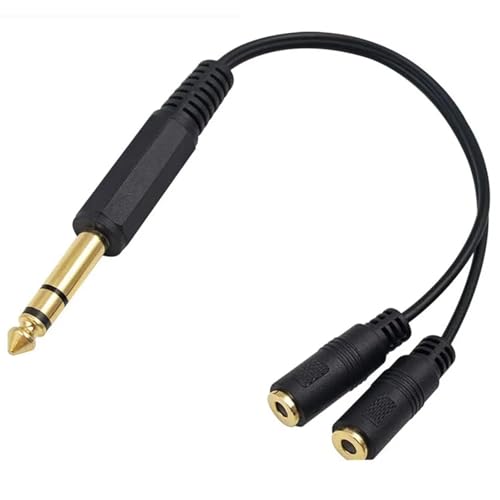 Cable adaptador audio 6.35 mm macho a dual 6.35 mm y 3.5 mm hembra 0.2 m miniatura 4