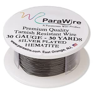 ParaWire Premium Quality Hematite Color Finished Silver Plated Copper Craft Wire 30 Gauge 30 Yards Clear Protective Coating