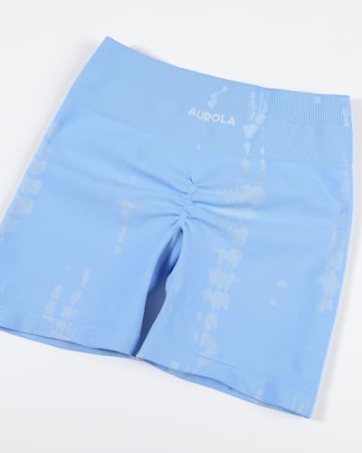 Image of AUROLA Serpent Seamless Scrunch Workout Shorts for Women,Tummy Control Squat Proof Ribbed Thick Active Gym Short