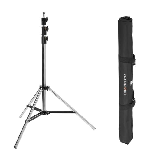 Flashpoint Color Coded Pro Air Cushioned Heavy Duty Light Stand for Photography, This Portable Photography Light Stand Tripod is Lightweight and Durable (V2) (Chrome, 7.2')