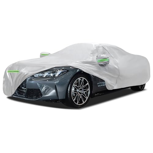 Car Cover Fit for BMW M4/4 Series 420i 428i 430i 435i 440i Sedan Coupe 2014-2026, Migaven Waterproof Full Exterior Cover Sun Rain Protection with Door Zipper, Silver