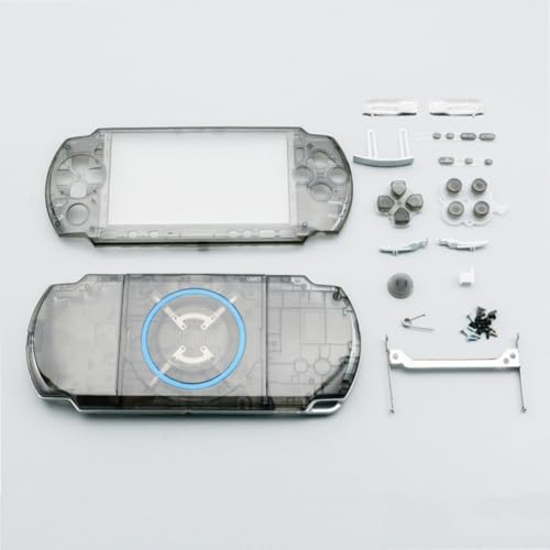 Hzxkqmil Replacement Full Housing Shell Cover Faceplate Case with Buttons Screws Set for Sony PSP 3000 Console (Transparent Black)
