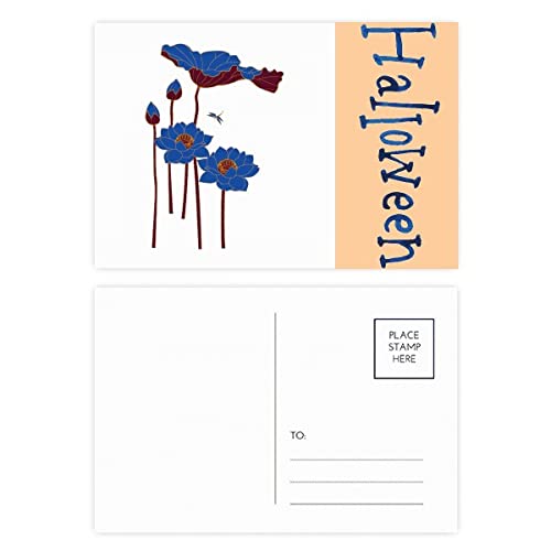Cartes postales Halloween lotus bleu libellule papeterie originale lot 20