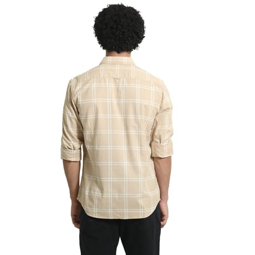 Image of BASICS 100% Cotton Checked Shirt for Men | Slim Fit | Everyday Smart Casual Wear | Full Sleeve
