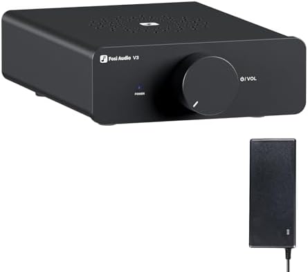 Amplificadores pequeños 3 Fosi Audio V3 Amplificador estéreo Home Audio 300 Watts x2 Power TPA3255 Class D Mini 2 Channel Amp para estantería pasiva Altavoces de torre Desktop Home Theater con fuente de alimentación de 32V