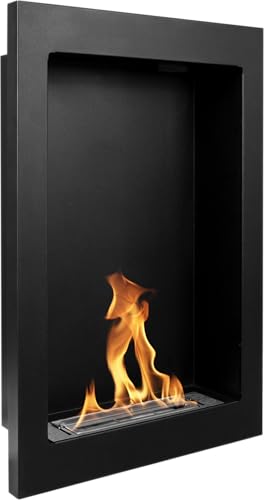 Biochimenea de pared 61 x 39 negra Box mate, biochimenea de pared para bioetanol, biochimenea suspendida negra de bioetanol 610 mm GMT (61 x 39 x 12)
