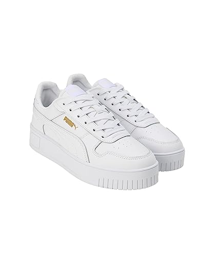 Image of PUMA Women's Carina Street Sneaker, Puma White Puma White Puma Gold, 6.5