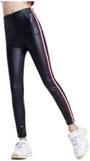 استرتش اطفال ليكرا بناتي جلد ديسكو من Ghils بنطلون اسود بشريط من الجمب