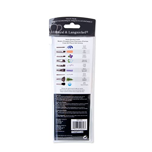 Royal & Langnickel Royal Zip N' Close Gold Taklon Clear Acrylic Variety 7-Piece Brush Set #TOP5