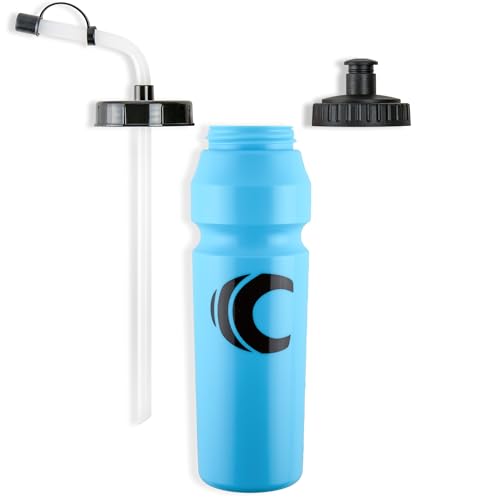 Image of Cannon Sports 1 Liter Sports Water Bottle, BPA-Free, 34 Oz Capacity, Large Mouth, 2 lids (Straw and Squeeze), Great For Helmet Sports Such As Hockey, Lacrosse, Football, Boxing (Light Blue)