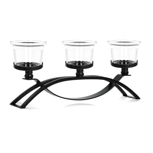 Pocoiau Retro-Kandelaber aus Gusseisen, 3-armig, für formelle Tage, Tischleuchter, Tafelaufsätze