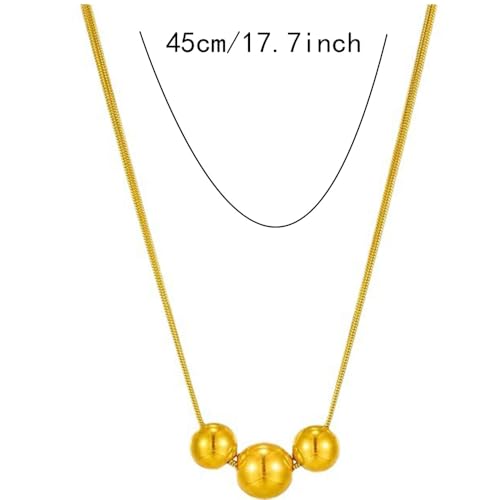Jude Jewelers Stainless Steel Triple Beads Charm Double Chain Statement Wedding Party Necklace2